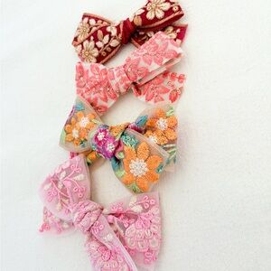 Floral Embroidered Hair Bow